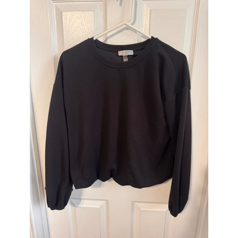 Cable & Gauge Studio Black Bubble Hem Sweatshirt Size Small